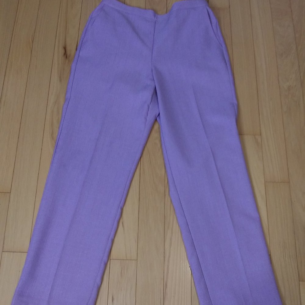 alfred dunner lavender pants 2 pockets elastic back waistband  12